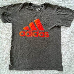 Medium Mens Gray & Orange/Red Gradient Logo Adidas Tshirt